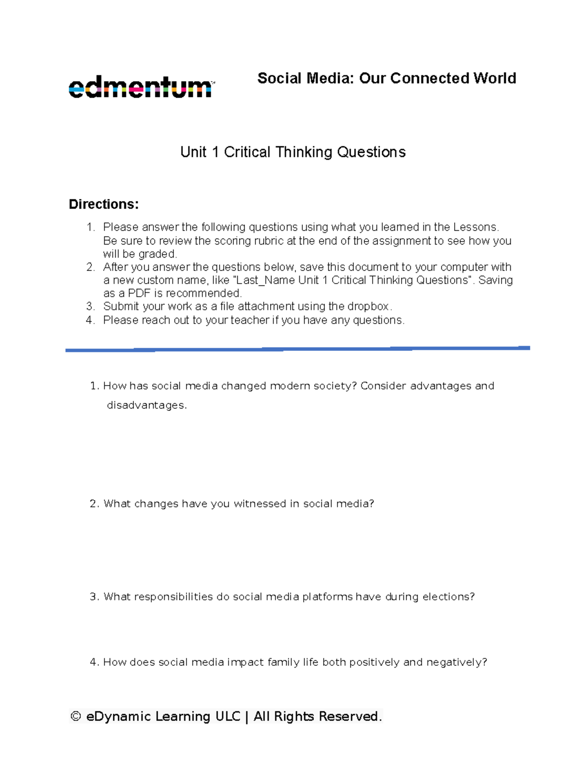 social media critical thinking questions