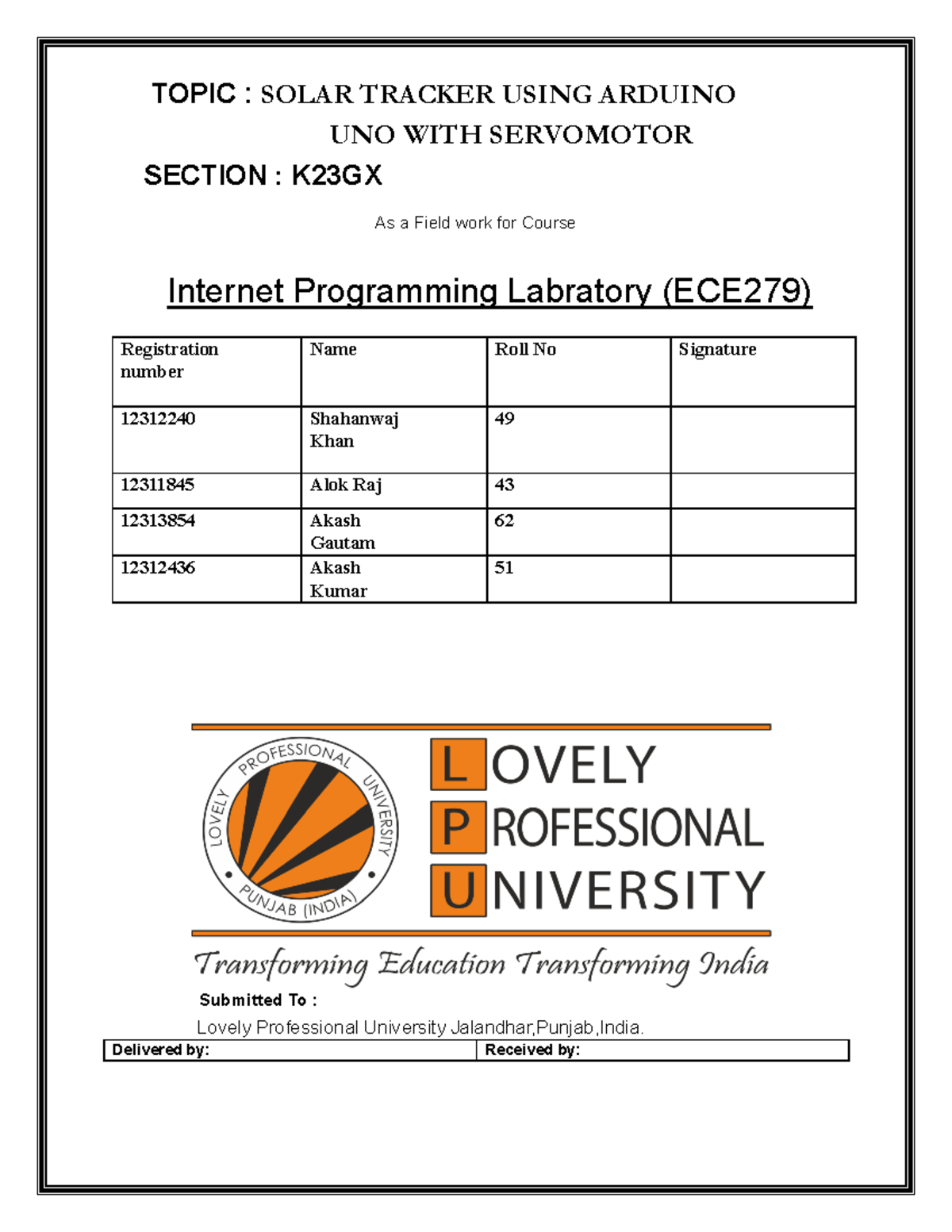 ECE CA-3 Project Solar tracker - TOPIC : SOLAR TRACKER USING ARDUINO ...