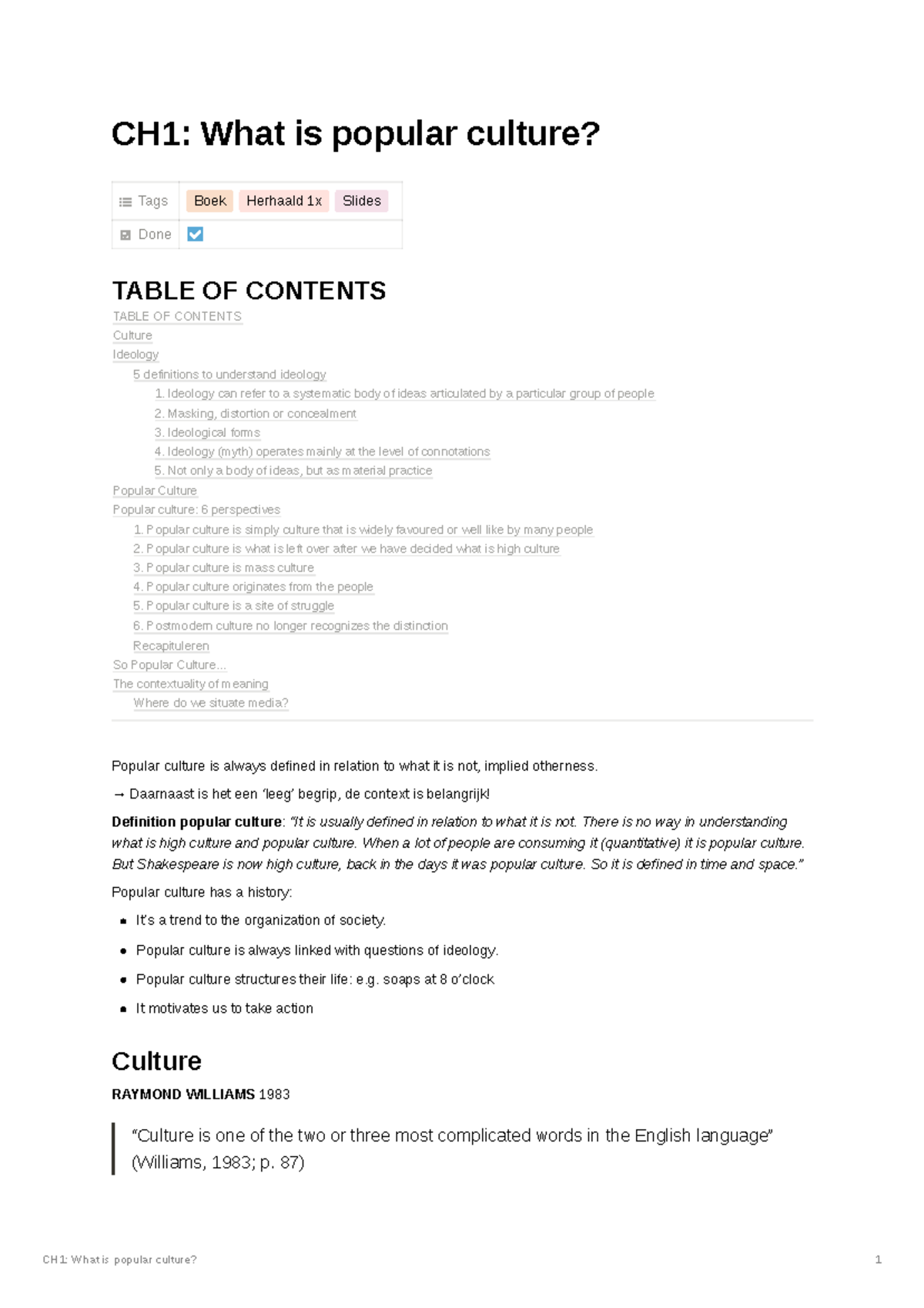 Chapter 1 What is popular culture? CH1 What is popular culture