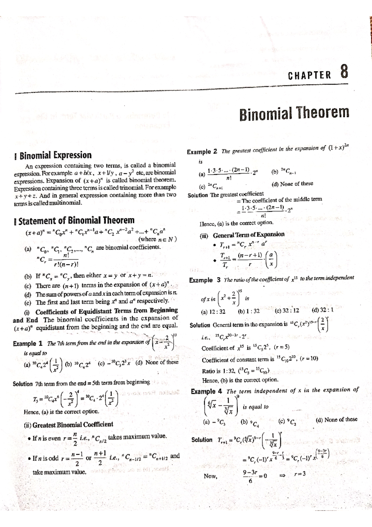 Binomial Theorem - BSC Mathematics - Studocu
