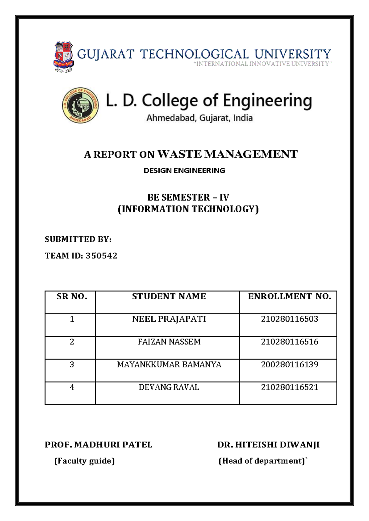 Speed Tracking Final Report - A REPORT ON WASTE MANAGEMENT DESIGN ...