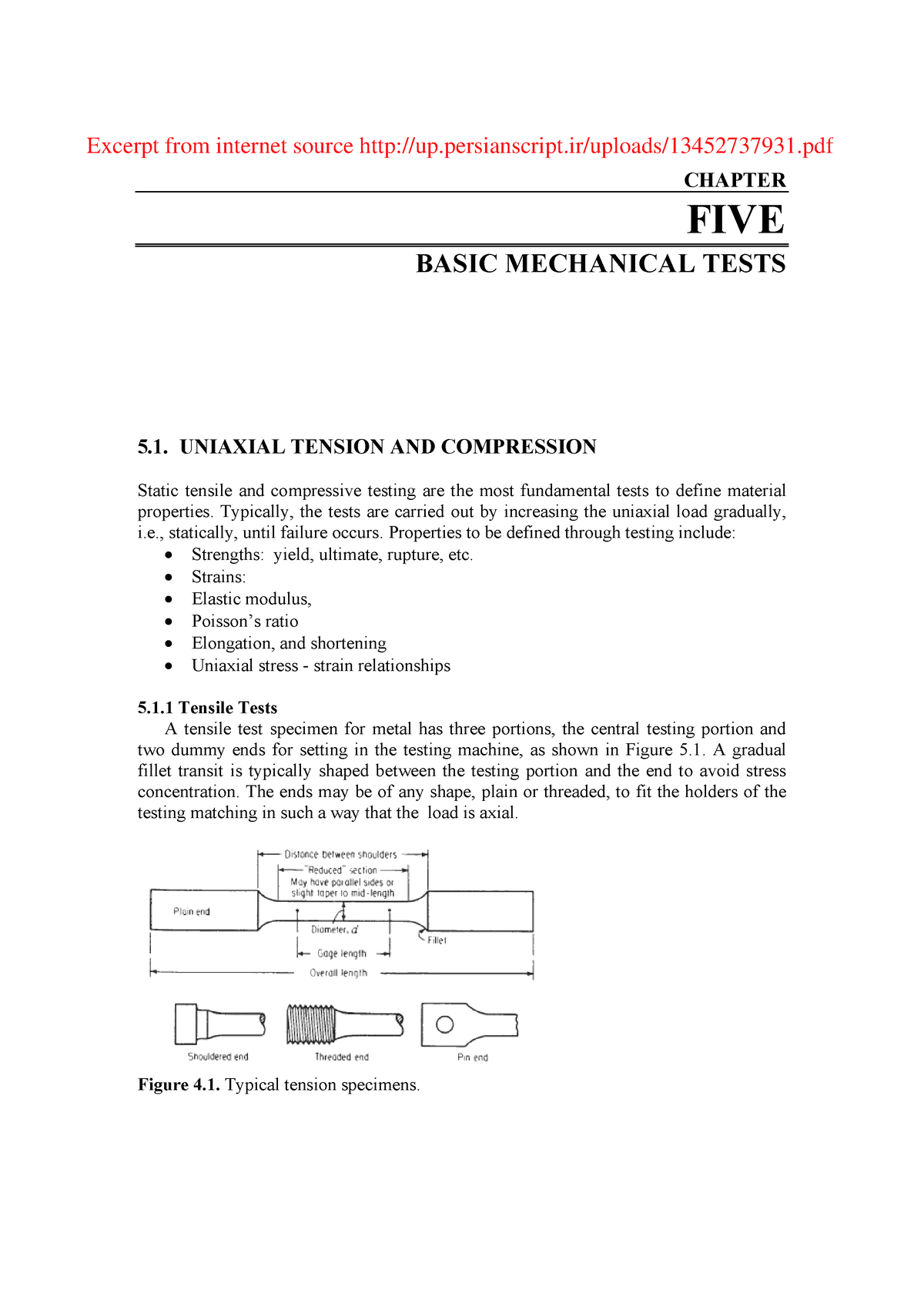 Theory Experiment 1 MOM - CHAPTER FIVE BASIC MECHANICAL TESTS 5 ...