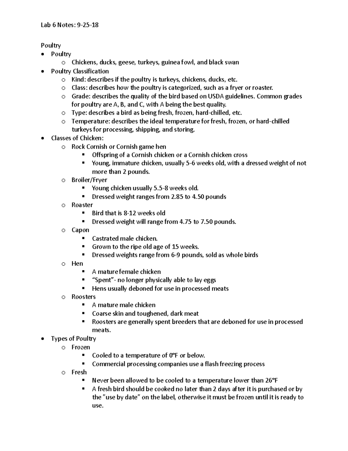 Lab 6 Handout Lab 241 Lab 6 Notes Poultry Poultry o Chickens
