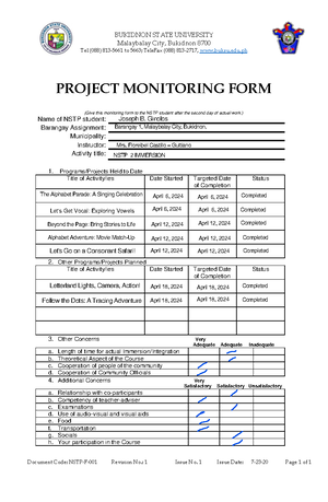 Detailed Schedule of Activities incomplete - IV. Detailed Schedule of ...