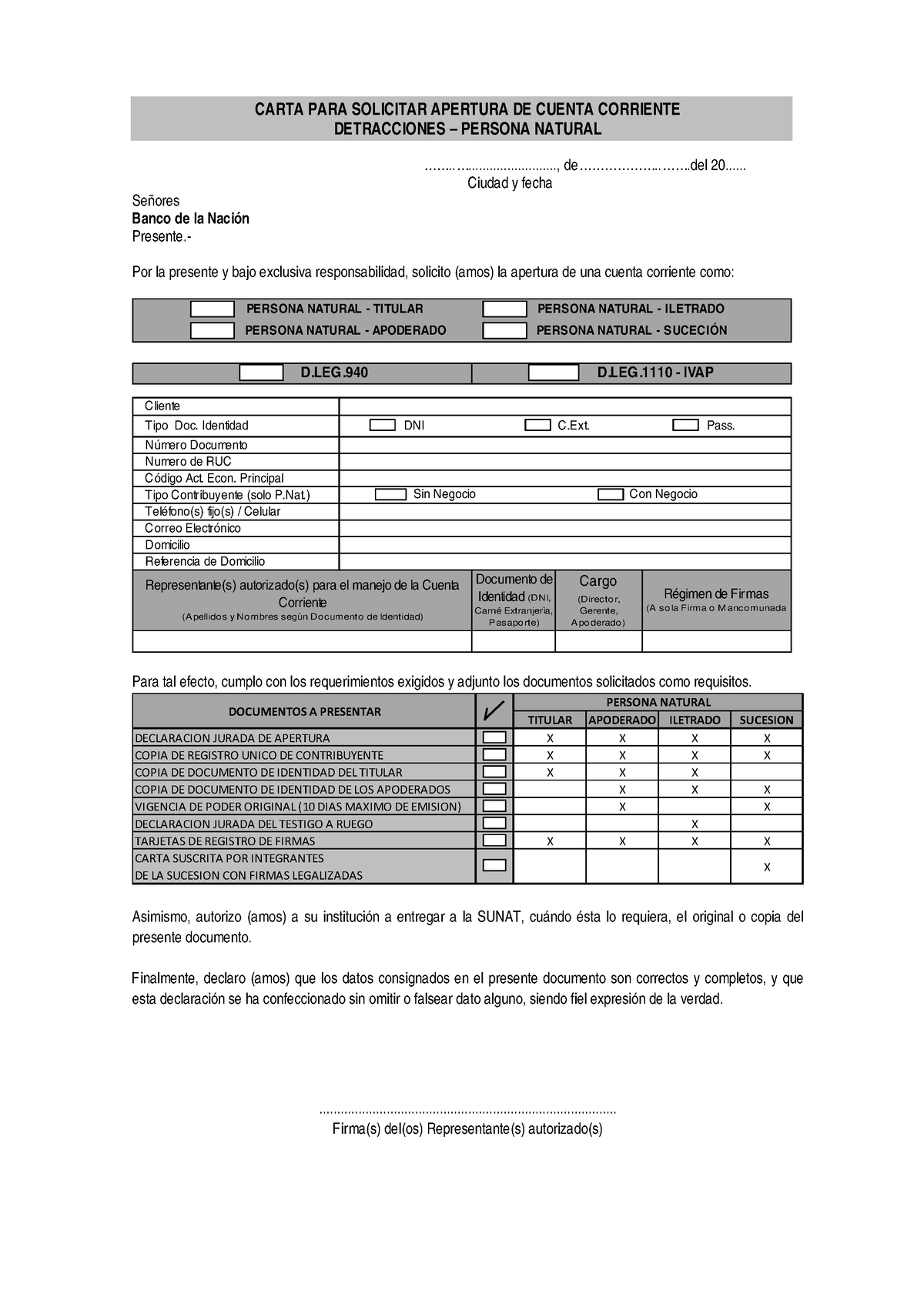 Declaracion Jurada Apertura De Cuenta Correinte Detra 9627