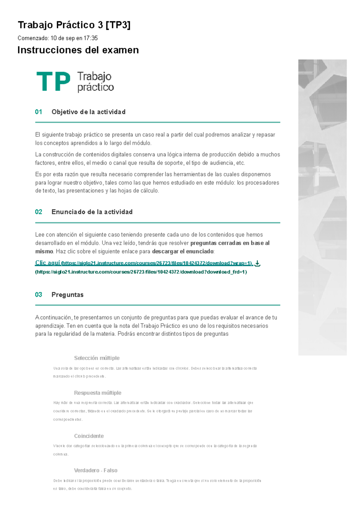 TP3 Recursos Informaticos 90% - Trabajo Práctico 3 [TP3] Comenzado: 10 ...
