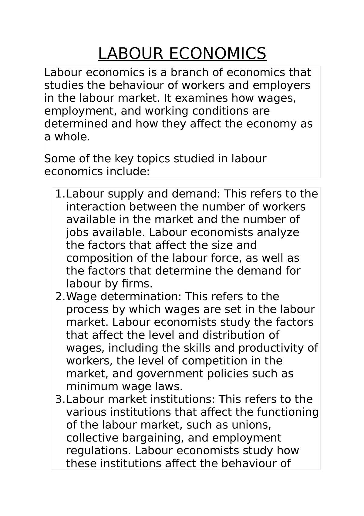 labor economics research papers