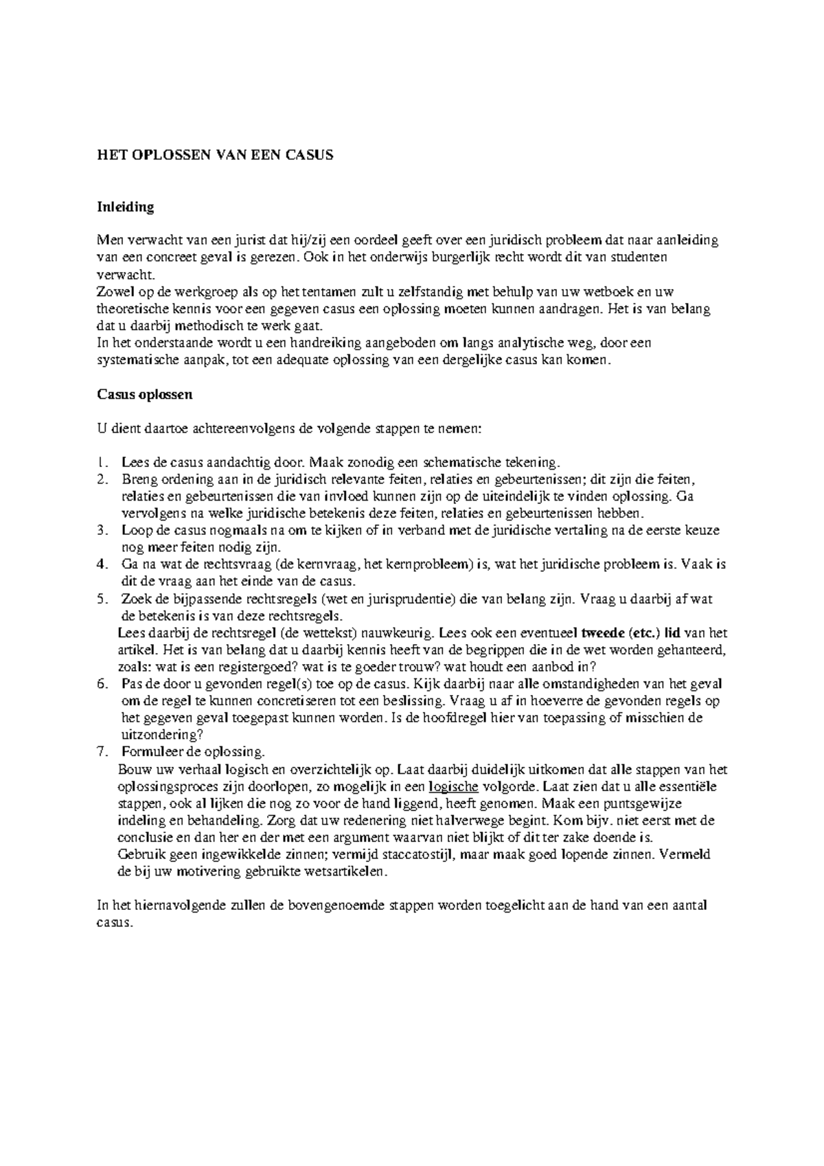 juridische casus oplossen