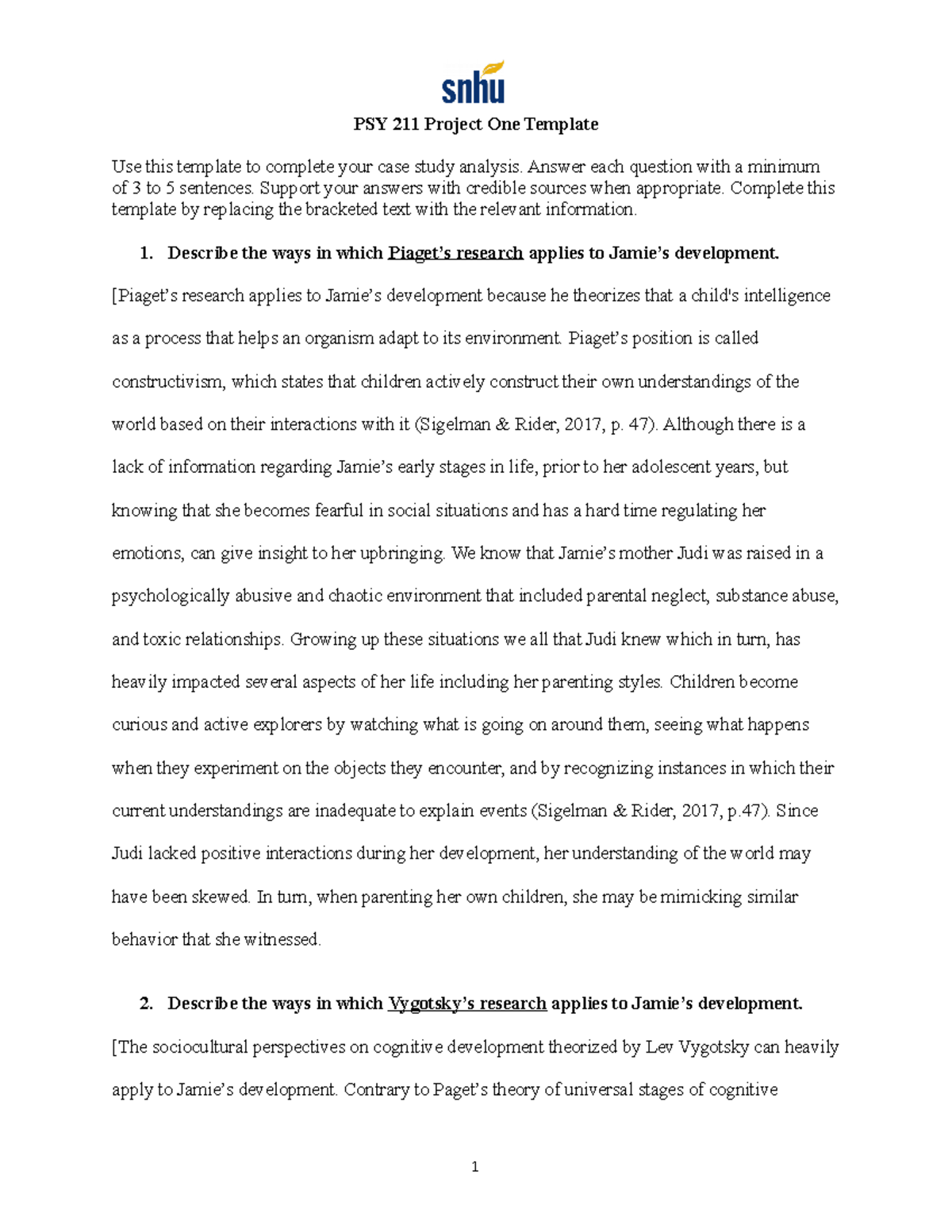 6 2 Project One PSY 211 Project One Template Use this template to 6 2 Project One PSY 211 Project One Template Use this template to