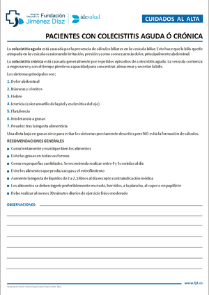 Dieta para pacientes con colecistitis
