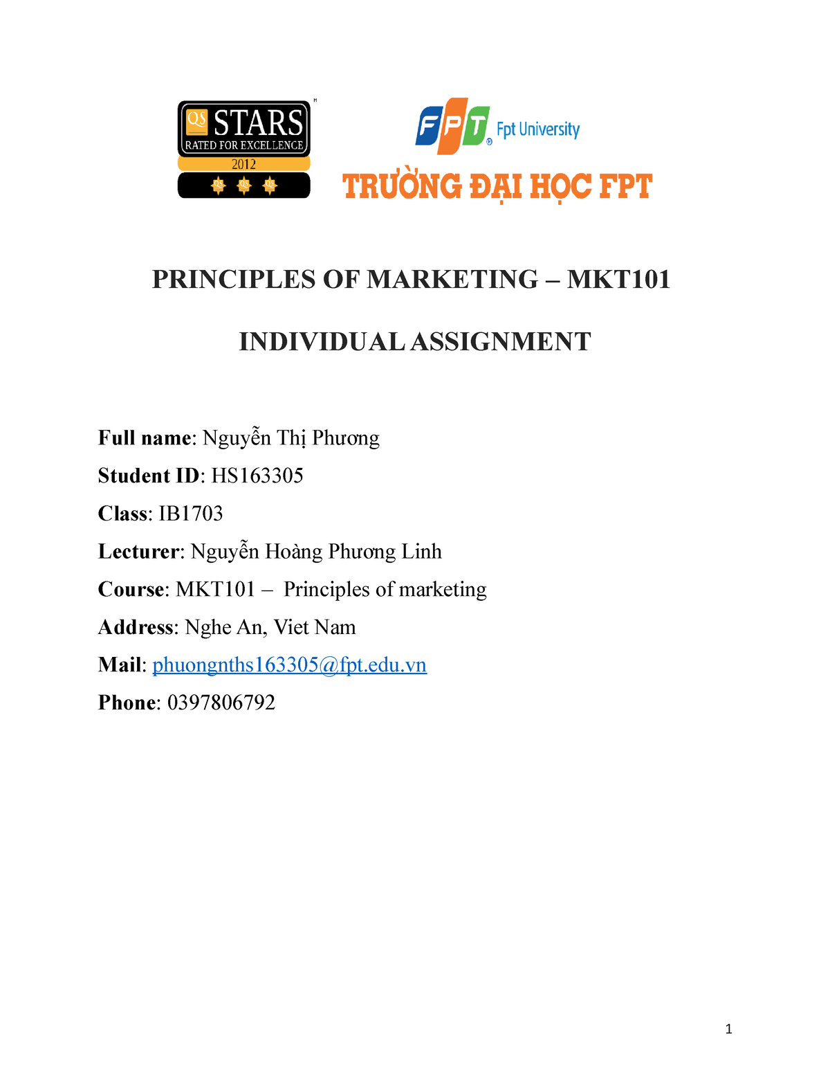 Principles-OF- Marketing - PRINCIPLES OF MARKETING – MKT INDIVIDUAL ...