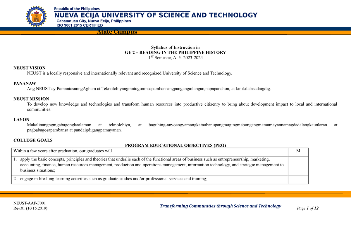 GE 02 Readings-in-Philippine-History-23-24- Syllabus - Syllabus Of ...