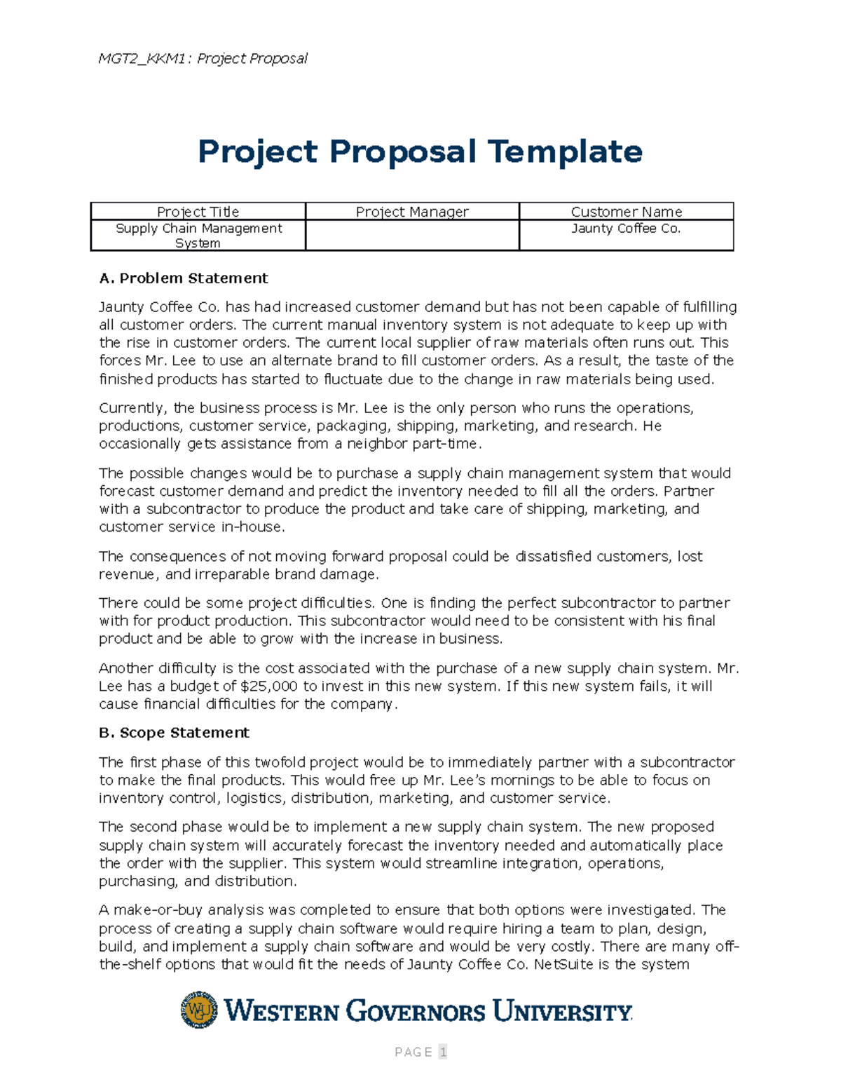 MGT2- Task 1-Jaunty Coffee Co - MGT2_KKM1: Project Proposal Project ...