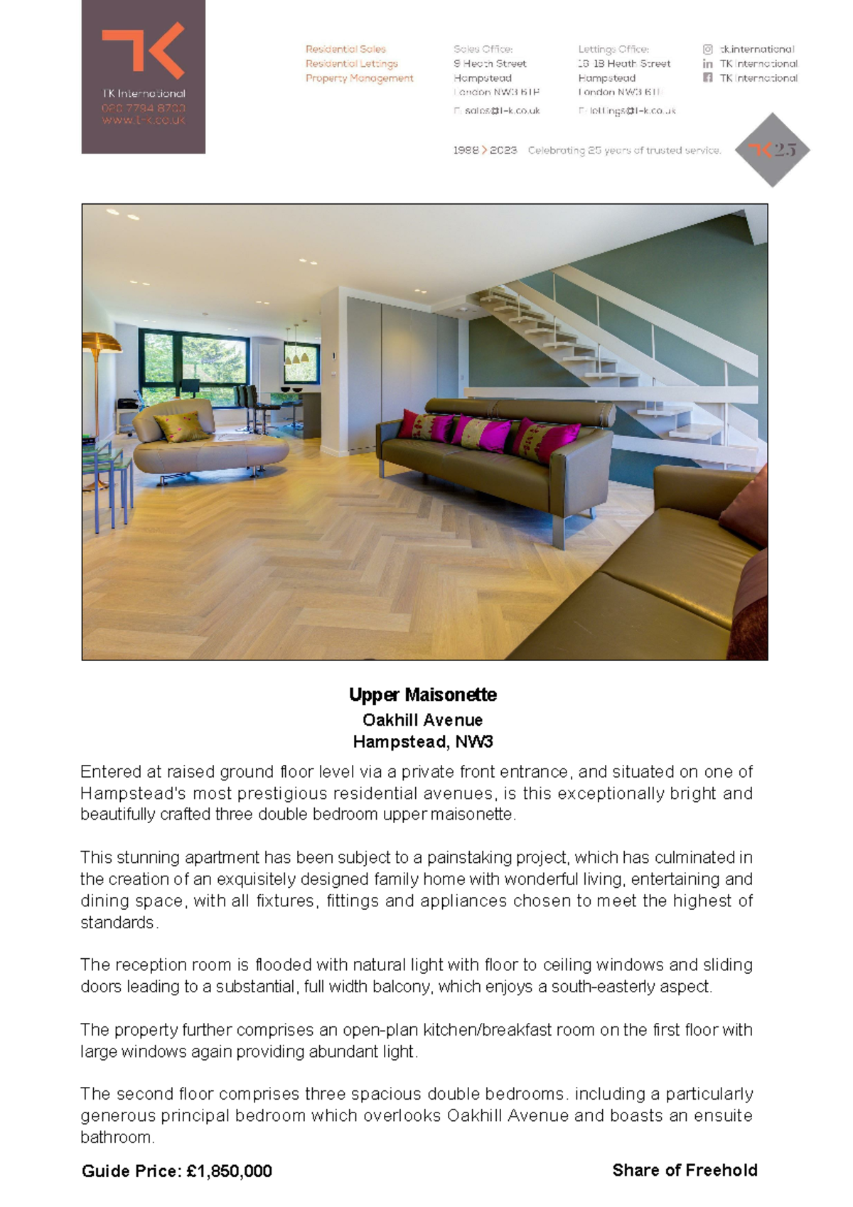 Oakhill Avenue 2, Upper Oakhill Avenue Hampstead, NW Upper Entered at