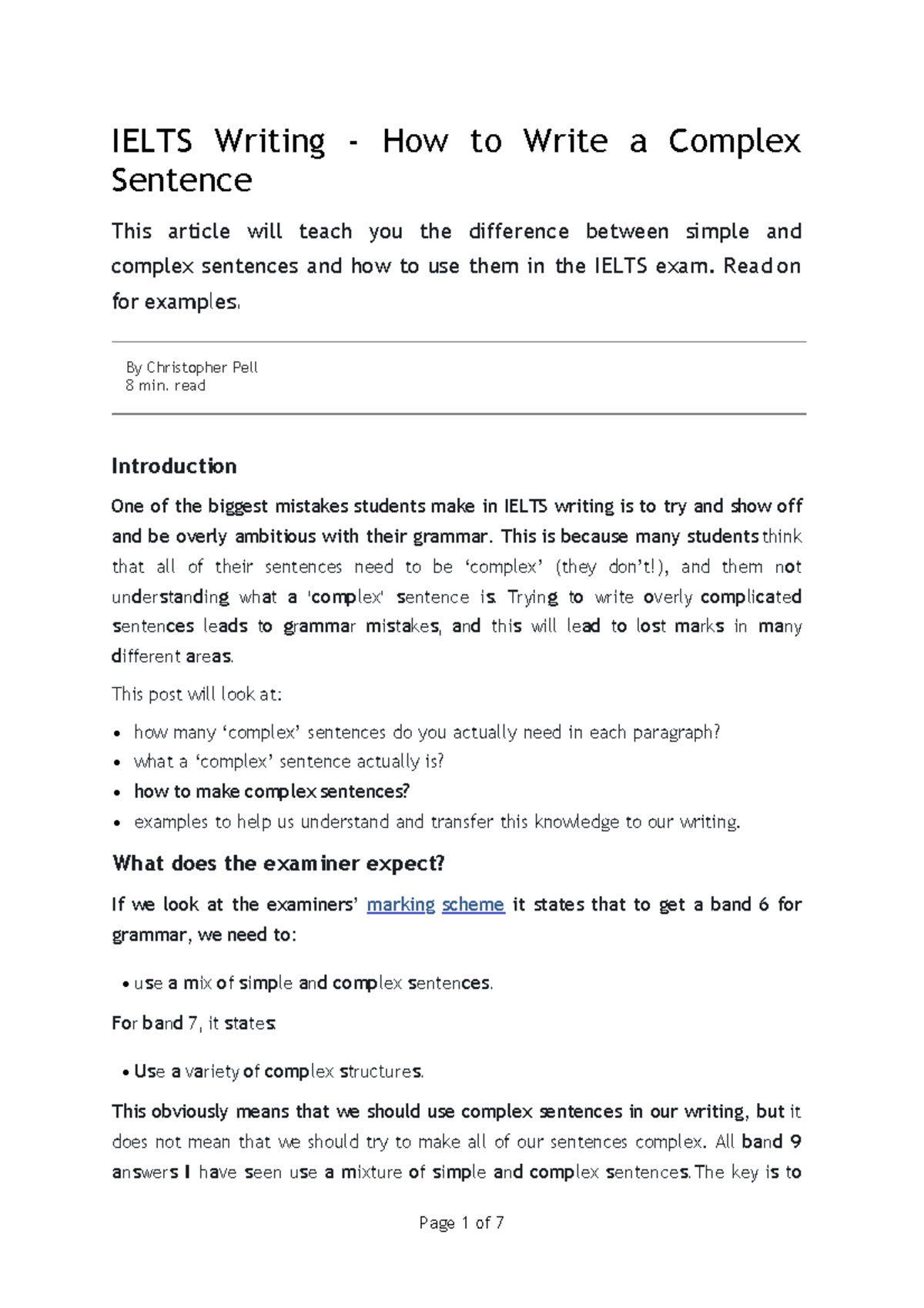 Ielts Writing- How To Write a Complex Sentence - IELTS Writing - How to ...