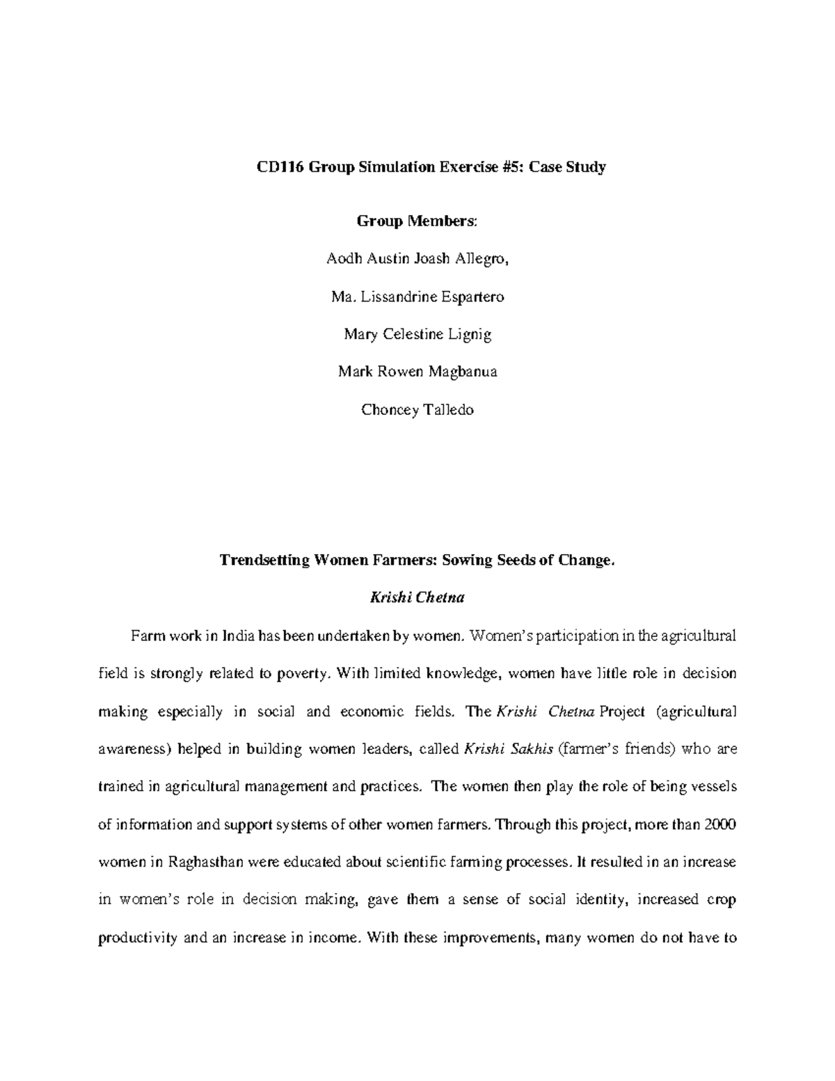 Case study assessment sample image