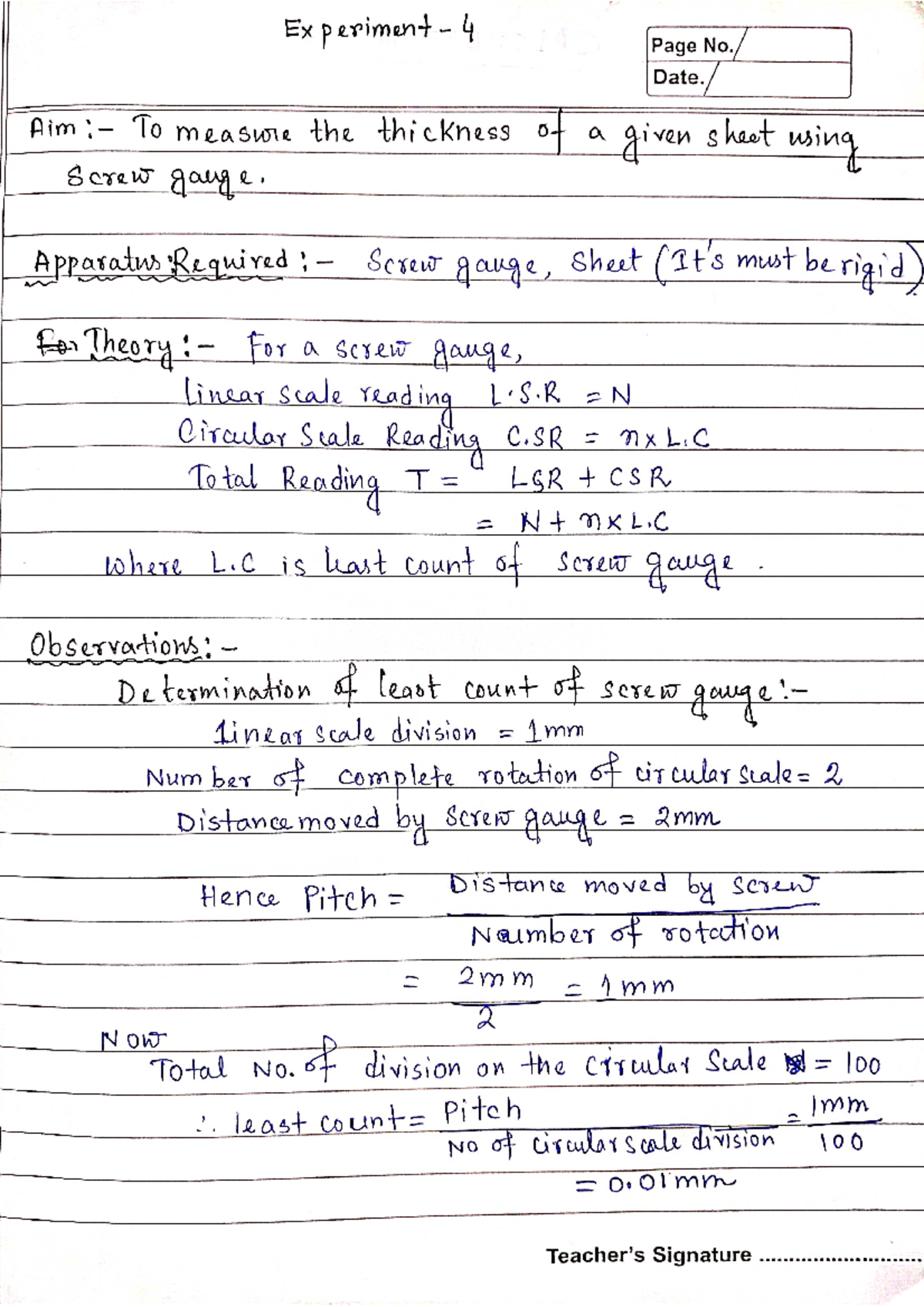 class 11 physics experiment 6