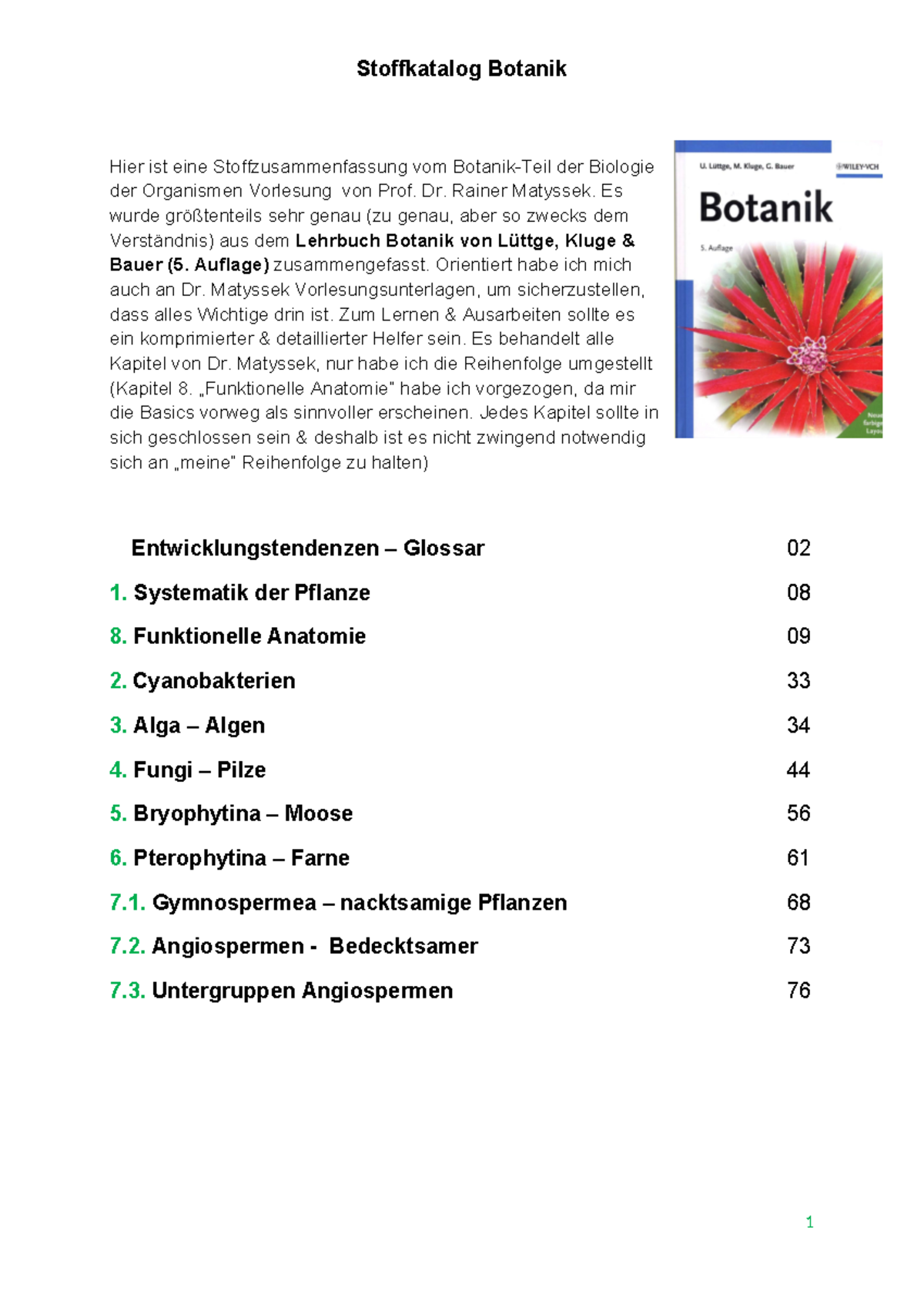 Zusammenfassung Botanik - Ɛ ZG% ÜÄ G♂G 0Ä♀II→éÜ–++G♂I–ÜÜé♂x /♀+ ,♀Ä–♂ ...