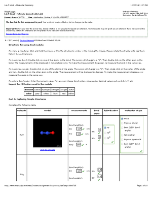 Lab 5 In Lab Molecular Geometry Current Score 50 50 Due