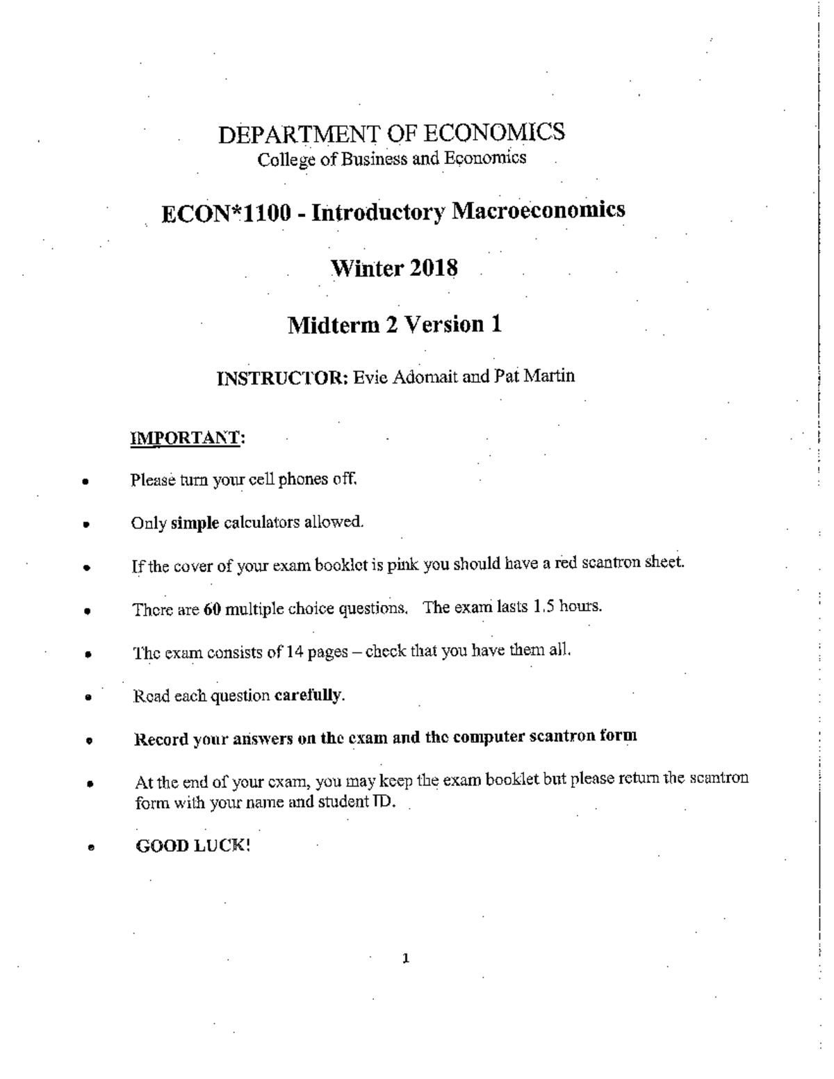 Mock Midterm 2 with answers 1 - Econ1050 - U of G - Studocu