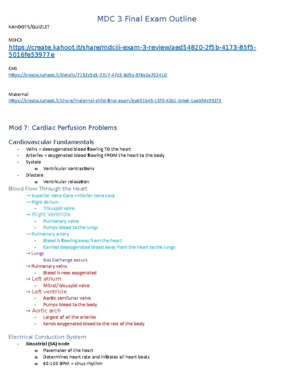 MDC 3 Final Exam Blueprint Filled Out - MDC 3 Final Exam Outline ...