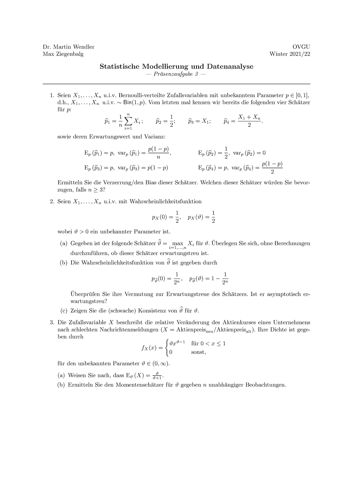 Praesenz 3 - Fhvd - Dr. Martin Wendler OVGU Max Ziegenbalg Winter 2021 ...