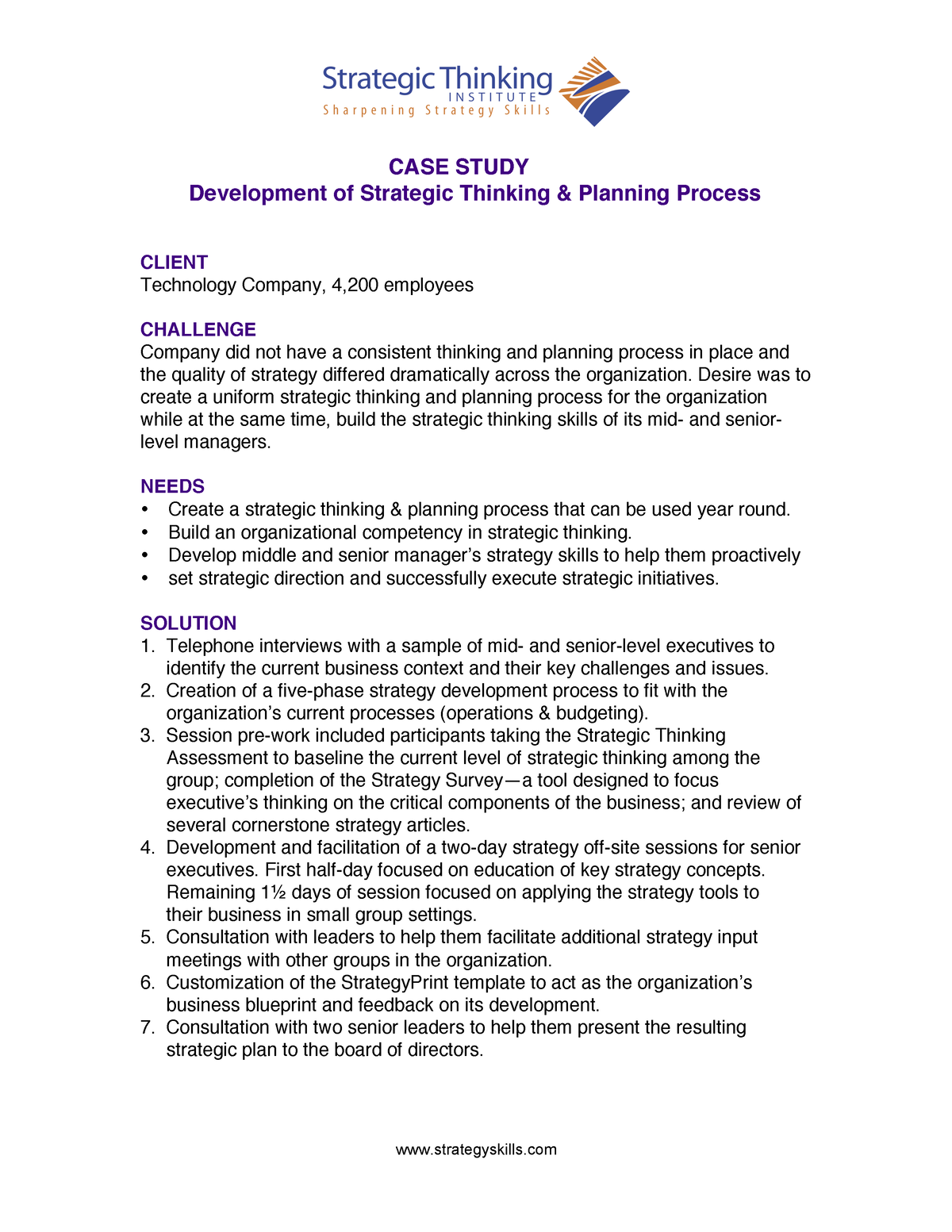 case study on strategic thinking