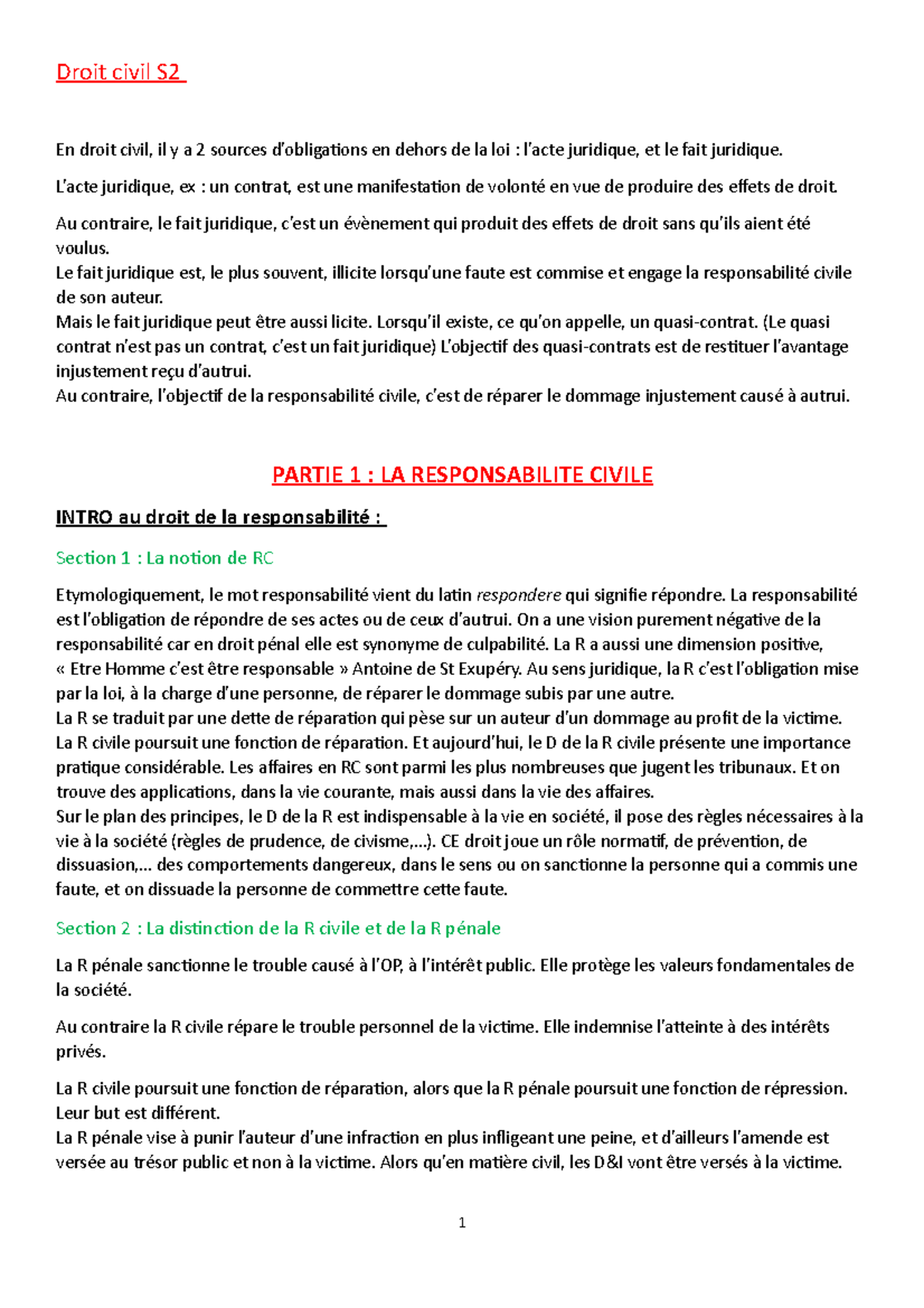 Droit civil Complet Droit civil S En droit civil, il y a 2 sources d