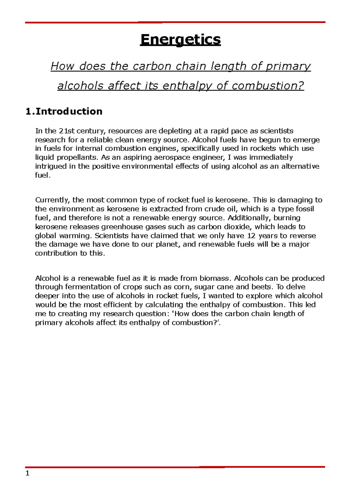 chem ia chem ia chem ia Energetics How does the carbon chain length