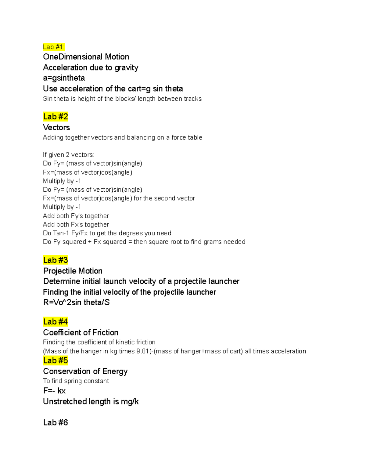 Lab Final - Lab #1: OneDimensional Motion Acceleration due to gravity a ...
