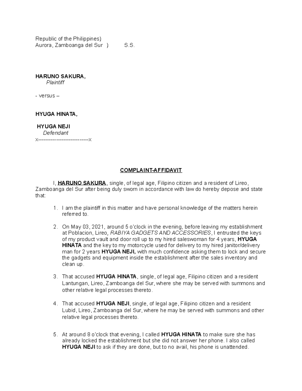 509375790 Complaint Affidavit Qualified Theft Republic Of The 509375790 Complaint Affidavit Qualified Theft Republic Of The