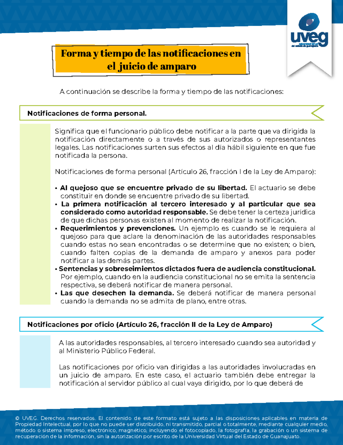 Forma y tiempo de las notificaciones en el juicio de amparo - A ...
