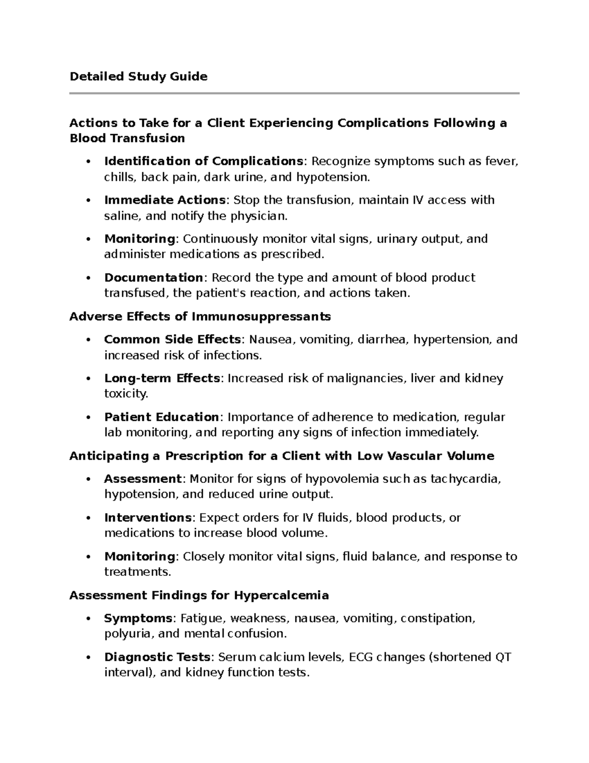 Detailed Study Guide 1 - Key Terms - Detailed Study Guide Actions to ...