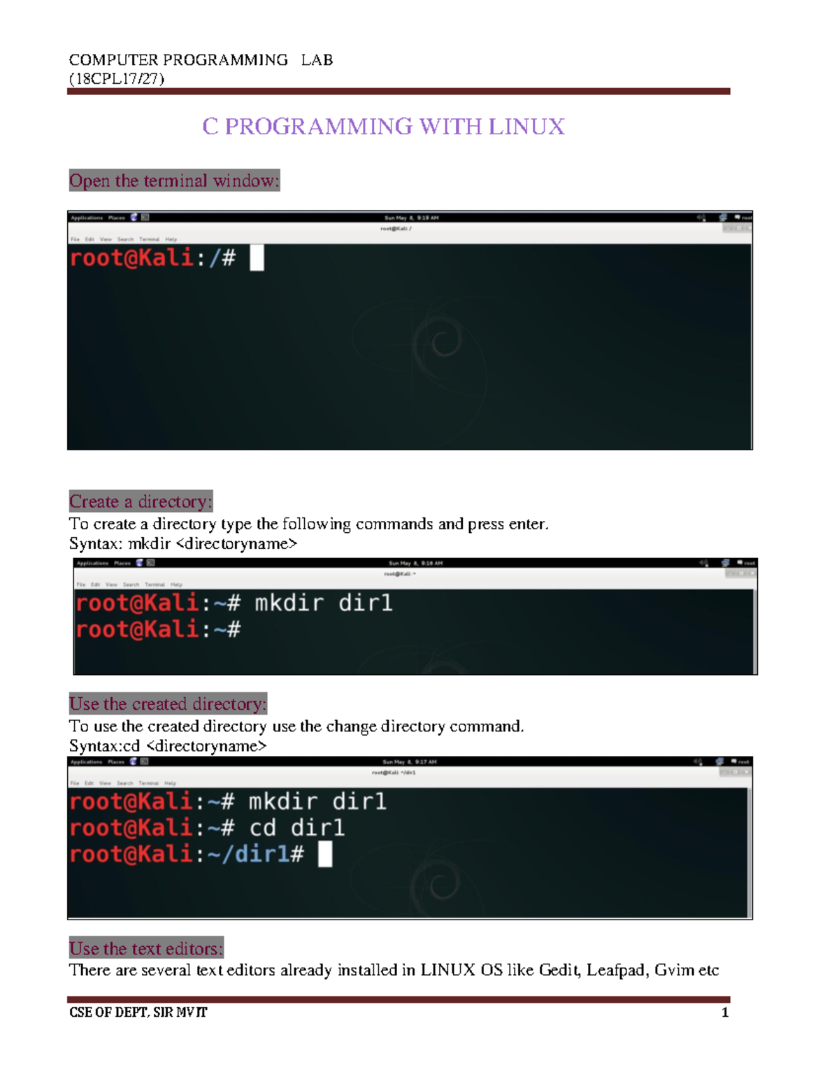 Cpl manual 18 scheme - COMPUTER PROGRAMMING LAB (18CPL17/27) C ...