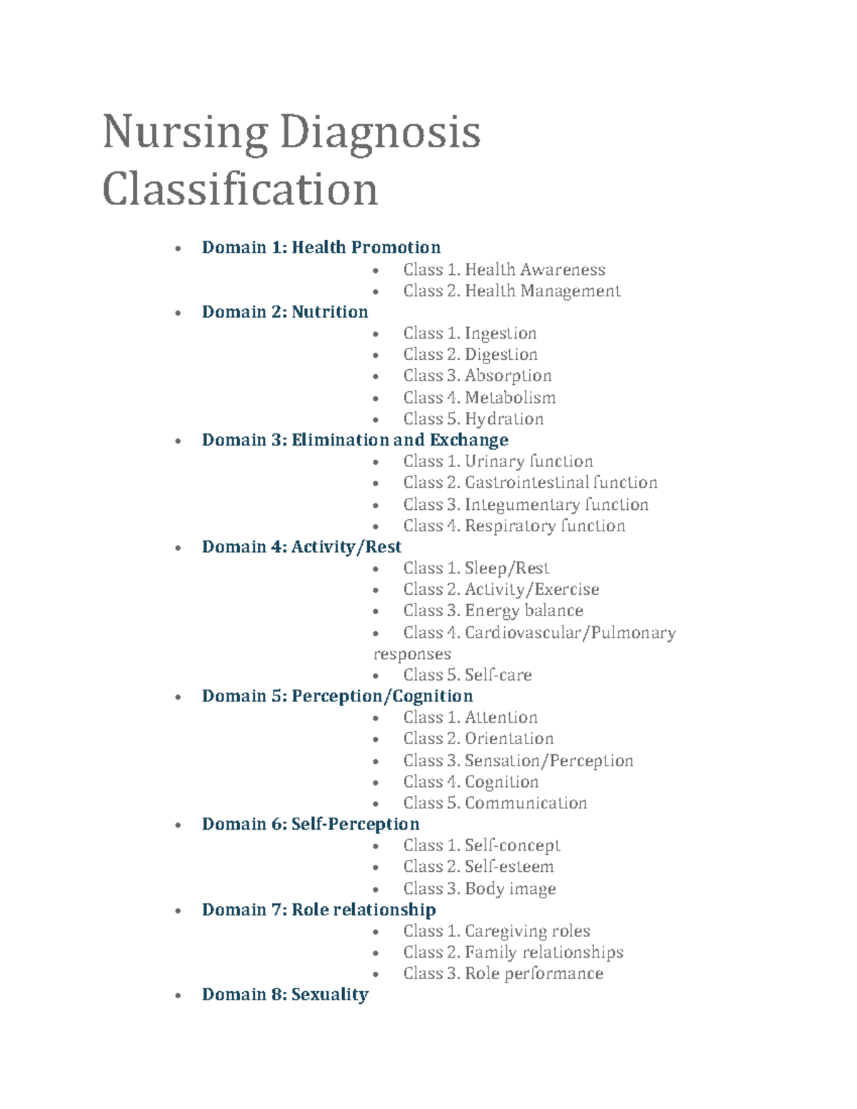 Nursing-Diagnosis-Classification - Nursing Diagnosis Classification ...