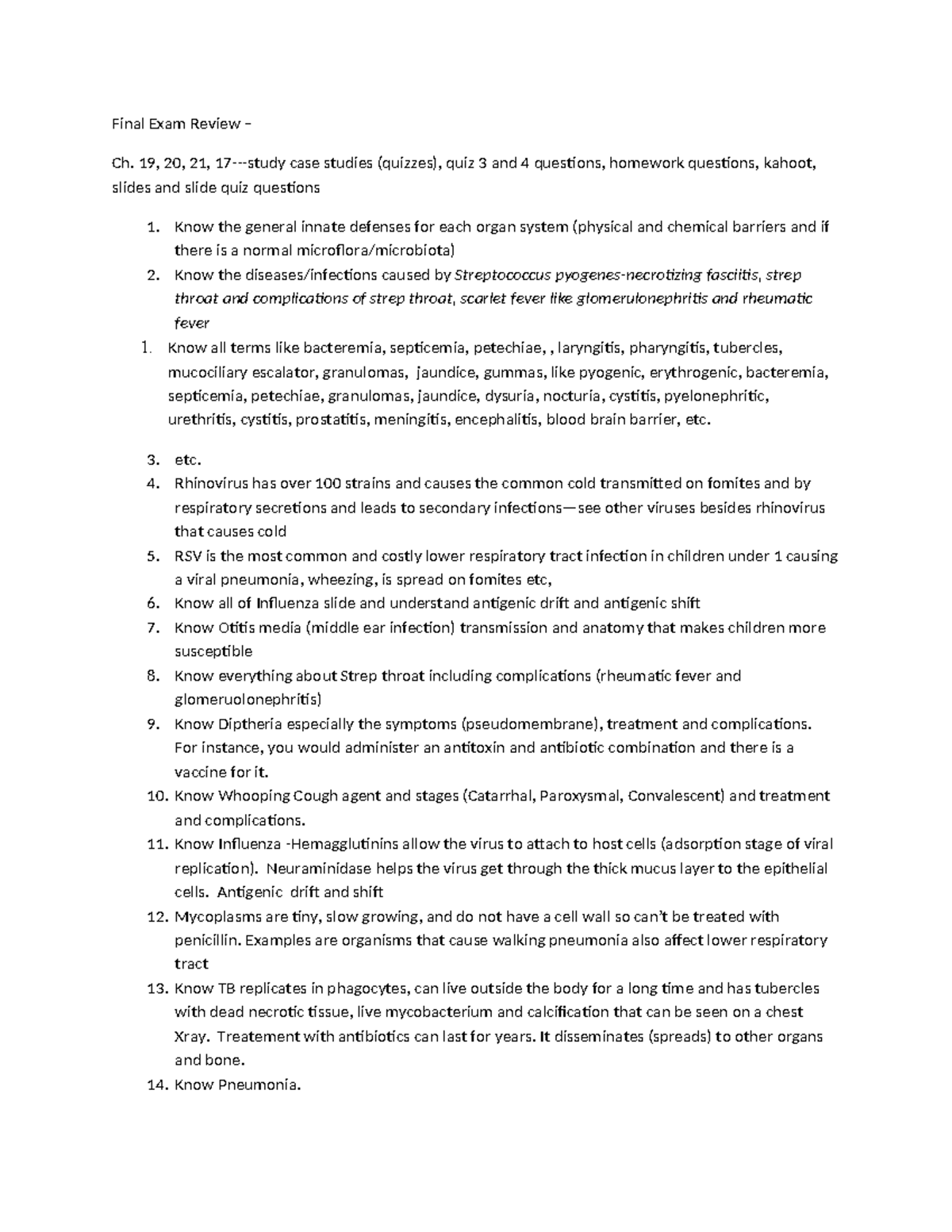 Micro Final EXAM Study Guide Spring 2024 - Final Exam Review – Ch. 19 ...