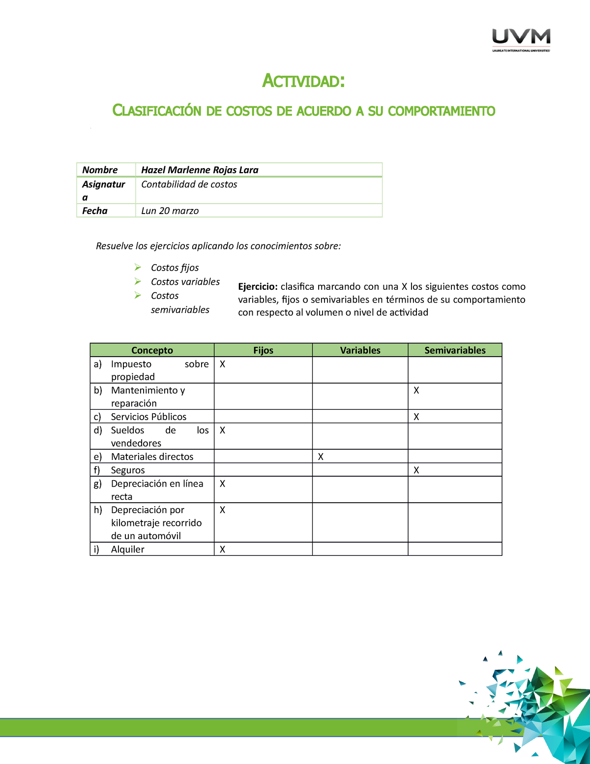 A2 Contabilidad - .... - Contabilidad De Costos - UVM - Studocu