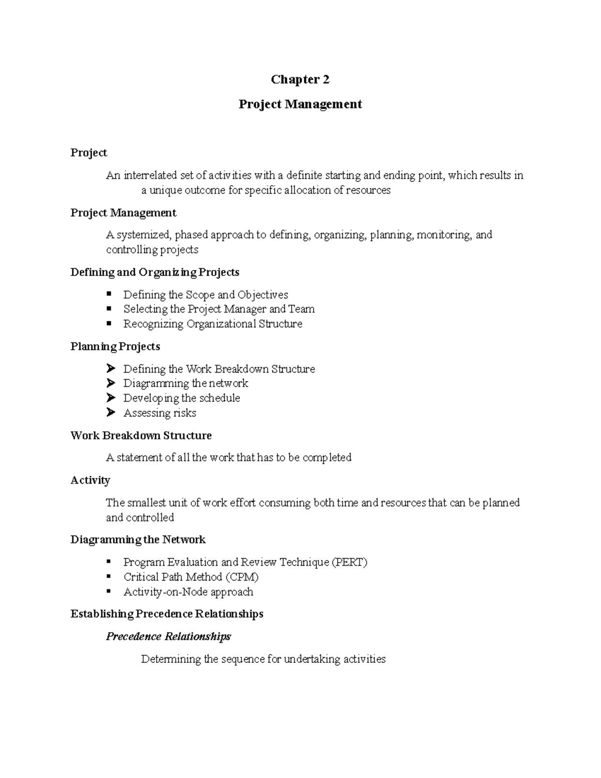 Chapter 2 Project Management - Chapter 2 Project Management Project An ...