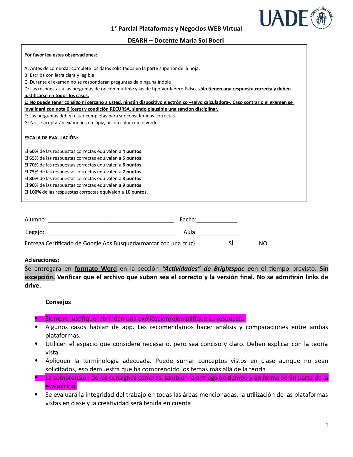 PNW 2023 - 1° Parcial Simulacro - DEARH – Docente María Sol Boeri Por ...