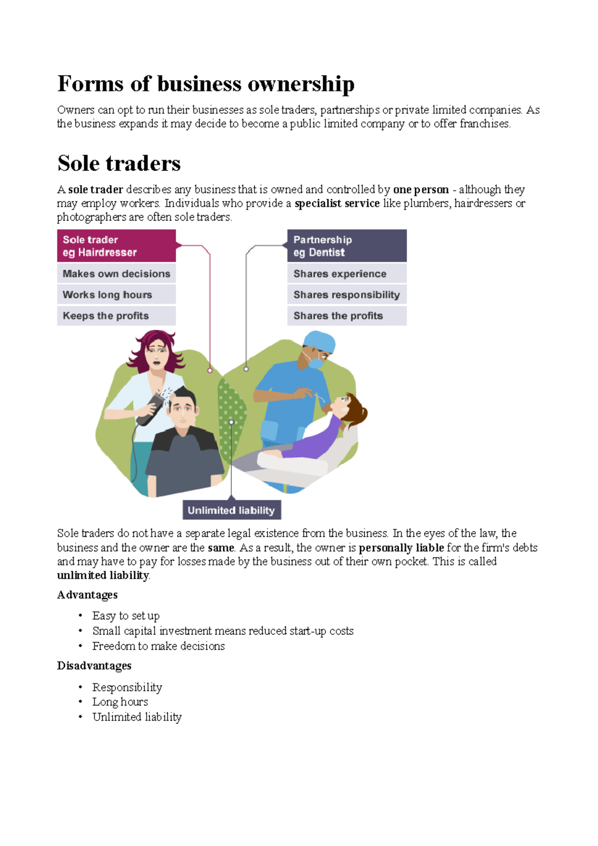 Forms of business ownership Forms of business ownership Owners can
