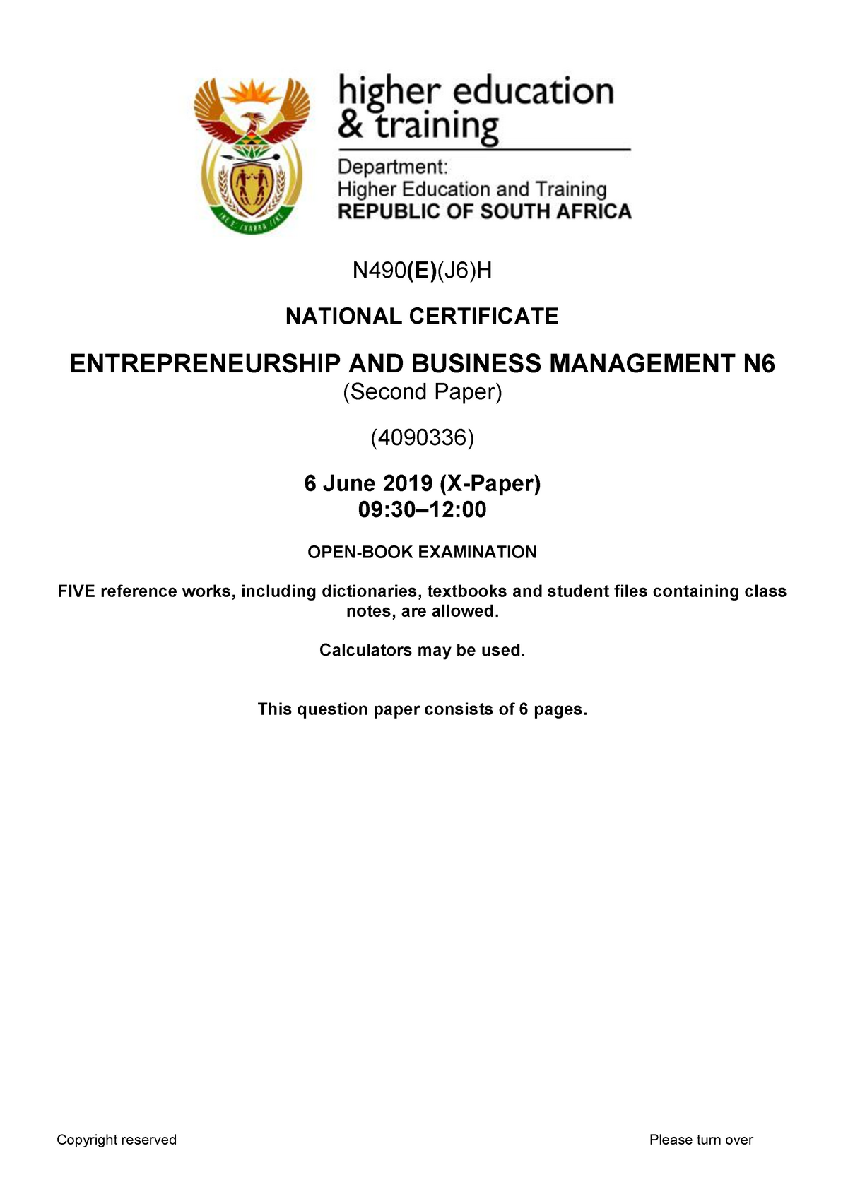 entrepreneurship and business management n6 assignment