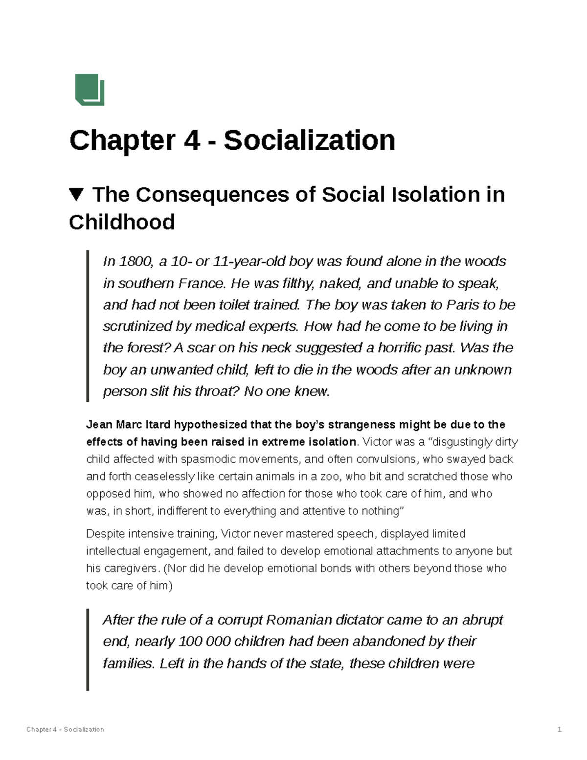 CH.4 Socialization - Chapter 4 - Socialization The Consequences Of ...