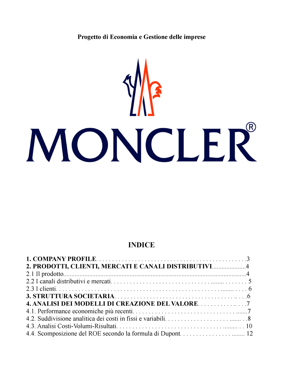 Moncler egi - analisi - Economia e gestione delle imprese - StuDocu