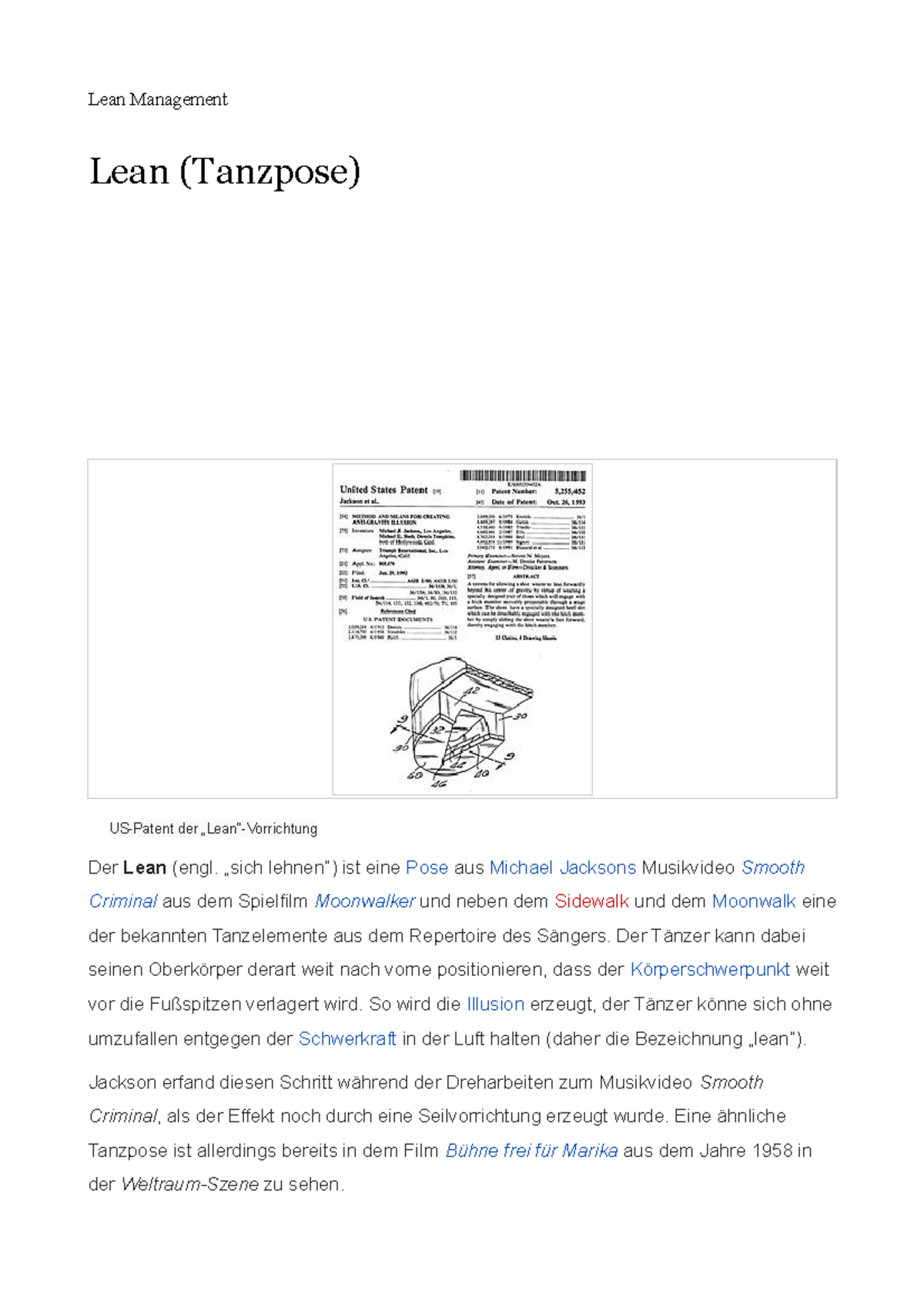 Lean Management 1 Lean Management Lean (Tanzpose) USPatent der „Lean