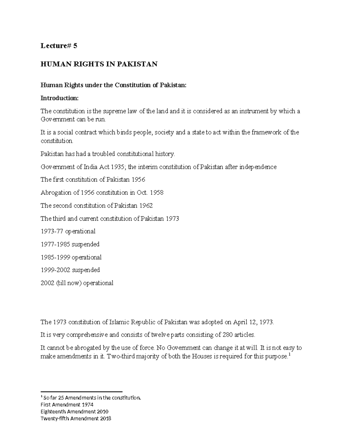 Human Rights in Pakistan - Lecture# 5 HUMAN RIGHTS IN PAKISTAN Human ...