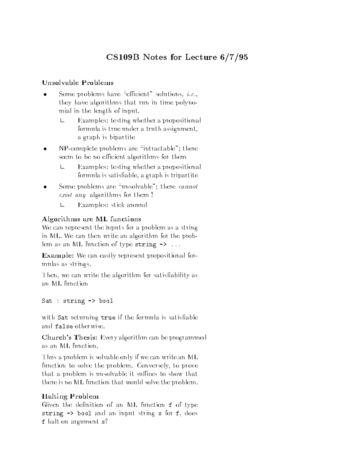 Notes 50 - Unsolvable problems - CS109B Notes forLecture6/7 ...
