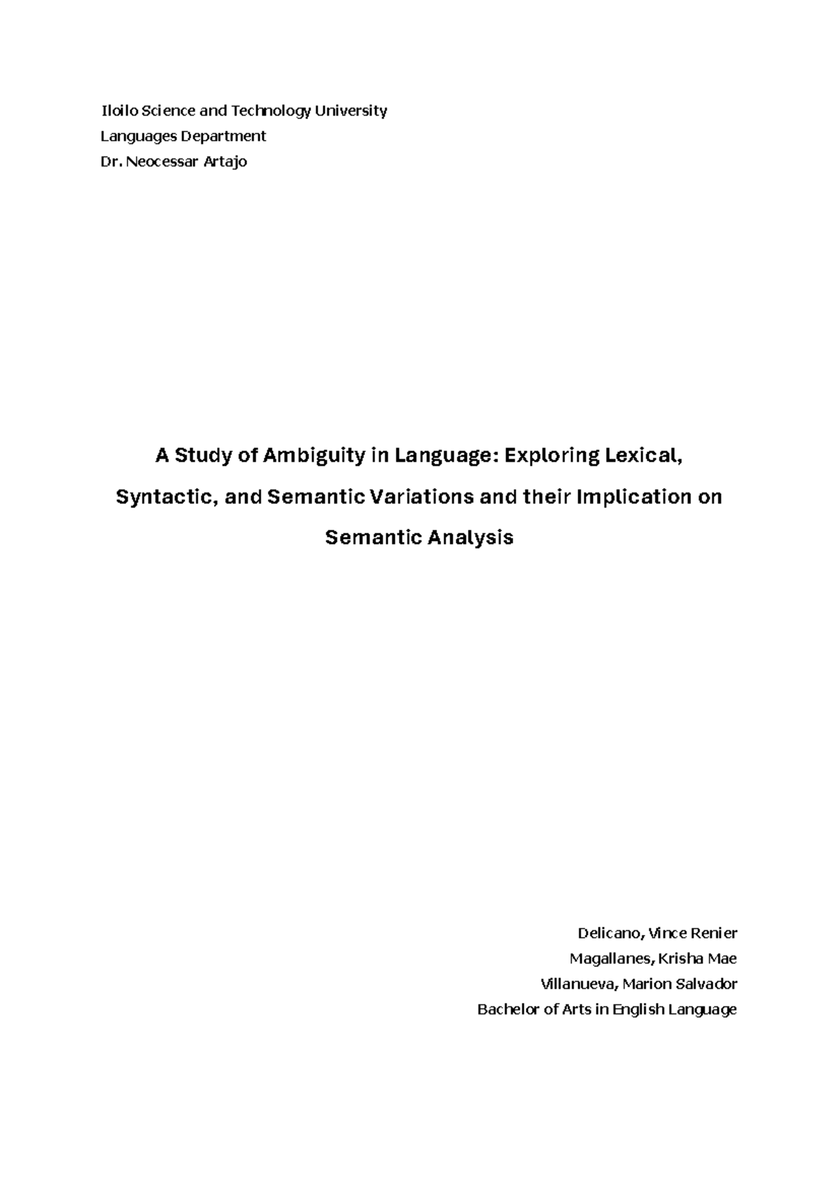 Term-paper-draft - Term paper - Iloilo Science and Technology ...