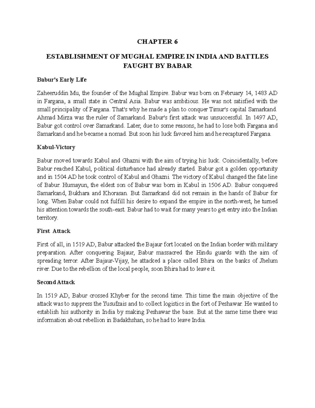 Chapter 6 Establishment OF Mughal Empire IN India AND Battles Faught BY ...