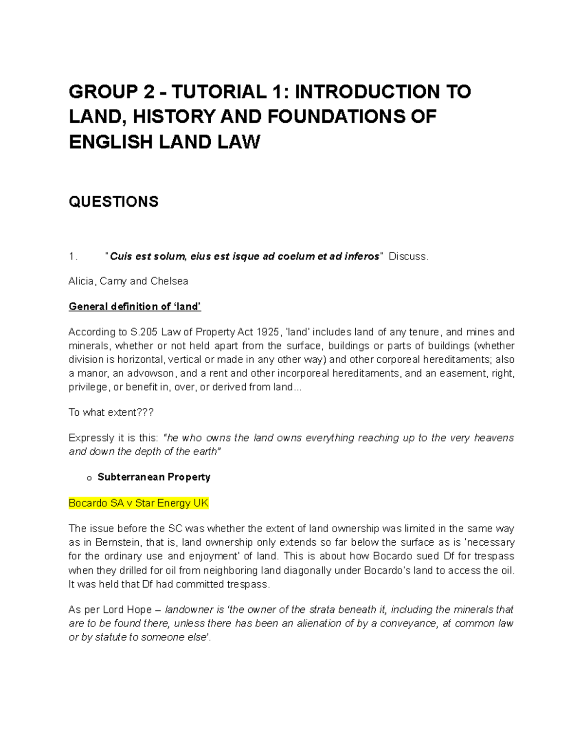 Group 2 Tutorial 1 Introduction TO LAND, History AND Foundations OF