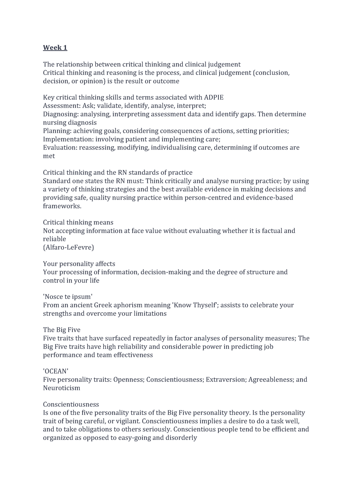 Clinical Reasoning Quizlet Week The Relationship Between 